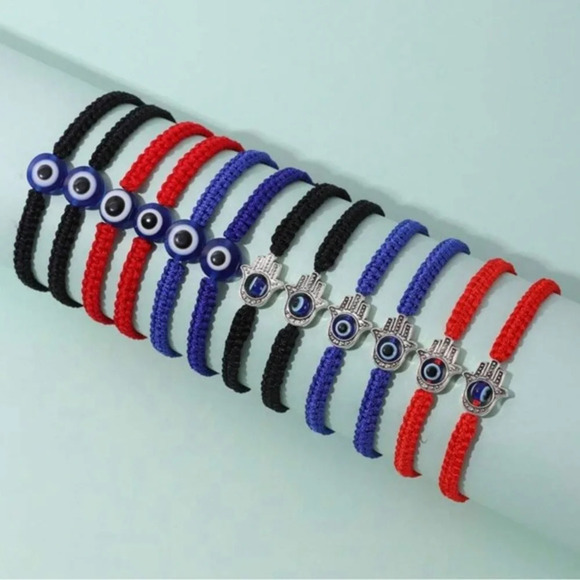 Jewelry - CLEARANCE Lucky Evil Eye Hamsa Bracelet Beads Red Blue String Protection Unisex